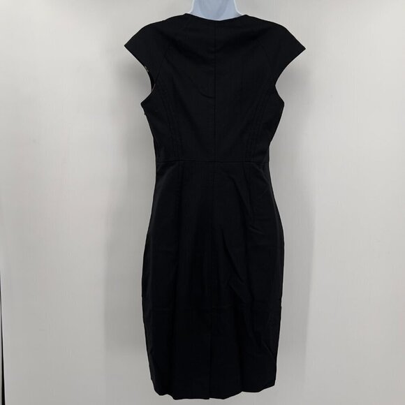Ted Baker London Cocktail Cap Sleeve Wool Blend Black Midi Dress - Picture 4 of 8